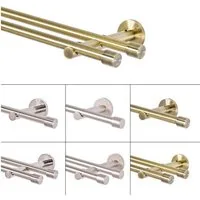 MDEKOR Gardinenstange komplette Ø 16 mm mit Endkappen, kürzbar, Wandmontage, 2-läufig, 120 cm Antik Gold