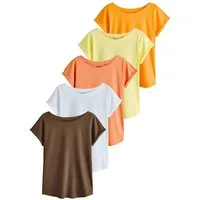 Next T-Shirt 5er-Pack T-Shirts mit Flügelärmeln, Kurzgröße (5-tlg)
