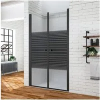 AQUALAVOS Dusch-Pendeltür Duschtür Nische Pendeltür Duschwand Schwingtür mit Dekor Querstreifen, 80x197 cm, 6 mm Nano Einscheiben-Sicherheitsglas, barrierefrei einbaubar, Türöffnung: Tür öffnet nach innen oder außen