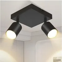 Nettlife Deckenstrahler Schwarz GU10 Modern Wohnzimmer 2 Flammig Schwenkbar Deckenlampe, Schwenkbar, LED wechselbar, Rund Flur Deckenspot Innen Spot für Schlafzimmer Küche