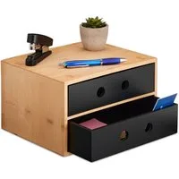 relaxdays Schreibtischaufsatz Schreibtisch Organizer mit 2 Schubladen