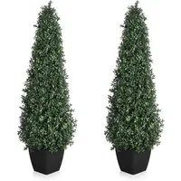Kunstbaum 2er-Set Künstlicher Buchsbaum Kunstpflanzen künstliche Bäume, GarveeMore, Höhe 90 cm