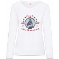 Urban Backwoods Langarmshirt Come To The Wild West Damen Langarmshirt Horse Pferd Rodeo Sport (1-tlg) Cowgirl Cowboy Western Reiten