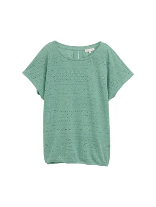Tom Tailor - Loose Fit Ajour T-Shirt faded green - Gr. - S