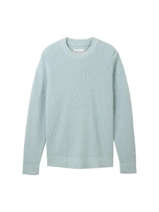 Denim Tom Tailor - Strickpullover im Washed-Look dusty mint blue - Gr. - S