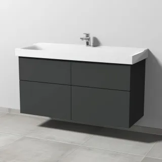 Sanipa 3way Waschtischunterbau zu Geberit Xeno2 Waschtisch mit 4 Auszügen, Graphit-Matt SP6641B