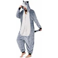 Corimori Partyanzug Flauschiges Waschbär-Kostüm für Erwachsene, Karneval Kostüm Onesie, Jumpsuit, Pyjama, Fasching, Kigurumi, Tierkostüme, Waschbär Lina