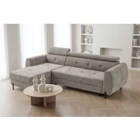Muffo Ecksofa VALT, Universeller Aufbau, mit verstellbare Kopfstützen, Schlaffunktion mit 130x210 cm Liegefläche, mit Schlaffunktion und verstellbaren Kopfstützen B:45/T:160/H:90 cm