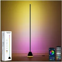 Lujasi LED Stehlampe RGBIC LED Stehlampe Wohnzimmer, dimmbar mit Fernbedienung & App, Timing -Funktion, LED fest integriert, warmes Licht, kaltes Licht, natürliche Licht, rgb, 16 Millionen DIY-Farben, Musik-Sync, Höhenverstellbare Ecklampe