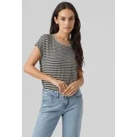 Vero Moda Rundhalsshirt VMAVA PLAIN SS TOP STRIPE GA JRS NOOS Materialmix, regular fit