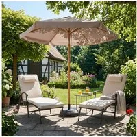 Sekey Balkonschirm Ø 200 cm Sonnenschirm Holzoptik Gartenschirm für Terrasse und Hof, LxB: 200,00x220,00 cm, Stabiler Sonnenschirm knickbar, UV Schutz 50+