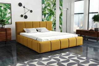 Polsterbett Bett Doppelbett GENUA Stoff 120x200cm Stoff Monolith Gelb
