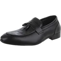 Coolwalk Elegante Herrenschuhe im Krokodilleder-Look für Freizeit Slipper (90625177) Blockabsatz Slipper in Schwarz