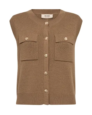 MOS MOSH - MMAyana Wool Knit Vest dark camel - Gr. - XS