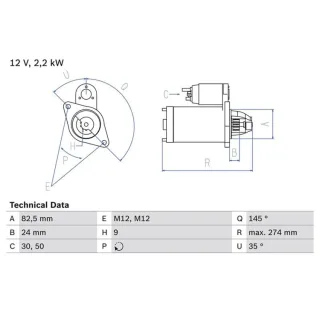 Bosch Anlasser 2,2 kW Audi 100 A6 VW Lt
