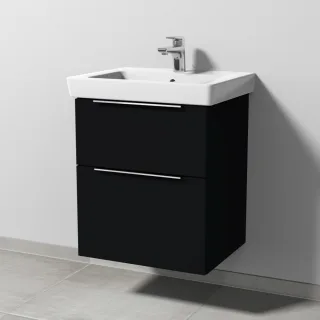 Sanipa 3way Waschtischunterbau zu Villeroy & Boch Subway 2.0 Waschtisch mit 2 Auszügen, Schwarz-Matt UF61108