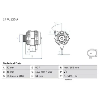 Bosch Lichtmaschine 120A Ford 0986083260