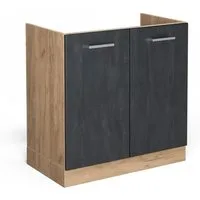 Vicco Unterschrank R-Line, Schwarz Beton/Goldkraft Eiche, 80 cm ohne Arbeitsplatte (1-St)
