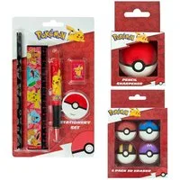 UNDERCOVER Bleistift Pokémon, (Set, 10-tlg), Schreibset, Spitzer und 4 3D-Radiergummi