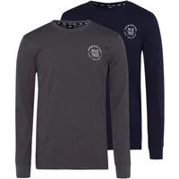 H.I.S Langarmshirt (Packung, 2-tlg., 2er-Pack) Langarm, bedruckt, Rundhalsausschnitt, aus 100% Baumwolle