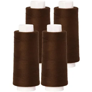 buttinette Overlockgarn im 4er-Pack, Stärke 120, 2500m-Spule, braun
