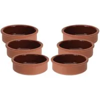 Annastore Salatschüssel Cazuelas Vintage - Tapasschalen - ofenfest - Mediterrane Tonschalen, (Mit hochwertiger Handarbeit veredelt, 6-tlg), Schalen für Tapas, Creme Brülèe