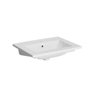 VitrA New S20 Square Möbelwaschtisch mit Hahnloch mittig 60 x 46 x 17 Weiß Hochglanz,7676B003-0001 7676B003-0001