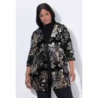 Ulla Popken Sommerjacke Samtjacke A-Linie Pailletten V-Ausschnitt 3/4-Arm