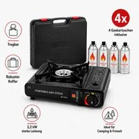Ertex Gaskocher Campingkocher Gasherd portabel Campingherd mit Koffer & Gaskartuschen