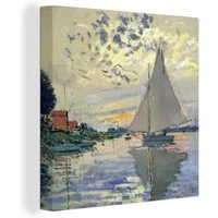 OneMillionCanvasses® Leinwandbild Segelboot bei Le Petit-Gennevilliers - Kunstdrucke von Claude Monet, Fotodruck (1 St), Wandbild, Deko Schlafzimmer Wohnzimmer Flur 20x20 cm