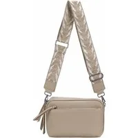 ITALYSHOP24 Schultertasche Damen Umhängetasche Brusttasche Cross Over Body Bag Handy Clutch (Spar-Set Clutch-Tasche mit einem breitem Muster Stoffgurt/Umhängeband, Leder Optik), viele Fächer, Freizeit Damentasche Reise Leder Optik Kosmetiktasche
