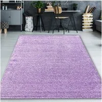 TeppichHome24 Teppich Hochflor-Teppich in Flieder, rechteckig, Höhe: 30 mm