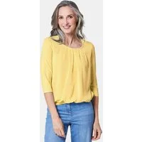 GOLDNER Shirtbluse Chiffon-Shirt mit 3/4-Arm, Rundhals Damen Sommerbluse, Halbarm, Feierlich, weich, Kunstfaser, Chiffon