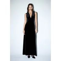 adL Abendkleid Langes Samtkleid mit V-Ausschnitt