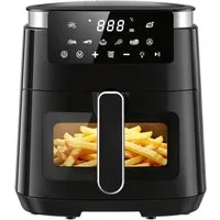 LLIVEKIT Heißluftfritteuse, 1250 W, 5.5L für 2–4 Personen 8-in-1 mit Sichtfenster & Beleuchtung