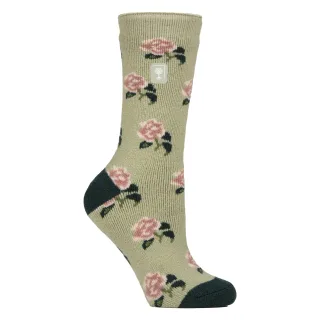 Damen Thermosocken | Dünne Socken mit floralem Muster aus Fleece
