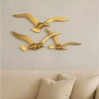 MF Wanddekoobjekt Wanddeko Seagold Möwen Gold Aluminium 2er Set (2 St)