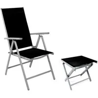 Mojawo Armlehnstuhl Hochlehner Klappstuhl + Klapphocker Fußhocker Aluminium Textilen