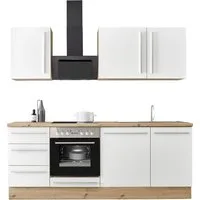 KOCHSTATION Küchenzeile KS-Florida mit 38mm starker Arbeitsplatte, Breite 220 cm, wahlweise mit E-Geräten, Soft-Close-Funktion