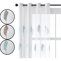Jibenhome Schiebegardine 2-er Set Voile Gardine Ösen Vorhänge,Baumstickerei Scheibengardinen (2 St)