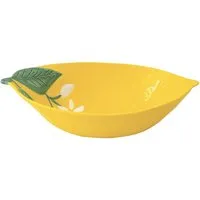 EasyLife Servierschale Fleurs et Citrons, Porzellan, Spülmaschinengeeignet, Mehrfarbig, Zitronen, H: 4.5cm