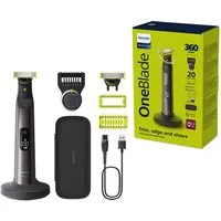 Philips Elektrorasierer OneBlade Pro 360 Face & Body QP6652/30, Aufsätze: 3, 360 Grad Klinge, 20 Längeneinstellungen, inkl. Ladestation & Reiseetui