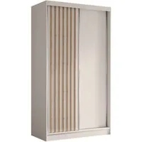 Beautysofa Kleiderschrank Moderner stilvoller eleganter Kleiderschrank mit Schiebetür HELIOS (Moderner Schwebetürenschrank mit Lamellen, Kleiderschrank) In verschiedenen Breiten erhältlich