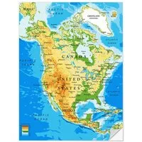 Posterlounge Wandbild Nordamerika - Topografische Karte, Editors Choice, erhältlich als Poster, Leinwandbild, Wandsticker oder Acrylglasbild