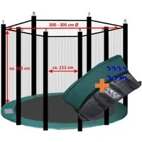 walexo Gartentrampolin Trampolin Randabdeckung mit Sicherheitsnetz für 8 Stangen, Ø 305 cm