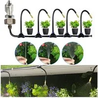 Jibenhome Bewässerungssystem Automatische Bewässerung,Bewässerungssystem Garten Balkon Gewächshaus, 5M Sprinkler Flexibel Wassersparend Einstellbare Sprühdüse