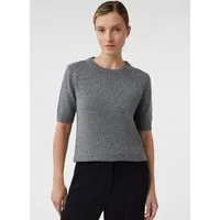comma Kurzarmpullover Strickpullover Kurzarm-Strickpullover mit dezentem Glitzereffekt