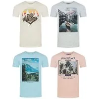 riverso T-Shirt Herren Printshirt RIVLukas 4er Pack Regular Fit (Vorteilspack, 4-tlg) Kurzarm Tee Shirt mit Rundhalsausschnitt aus 100% Baumwolle