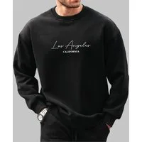RMK Rundhalspullover Herren Pullover Langarmshirt Sweatshirt Pulli Loose Fit Oversize Los Angeles LA