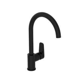 VitrA Flow Soft Einhebel-Spültischmischer Höhe 35 cm mit schwenkbarem Schwarz Matt,A4341936EXP A4341936EXP